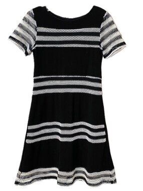 Scapa Lauren Perre Dress Stretchy Black and White Short Sleeve A Line Small